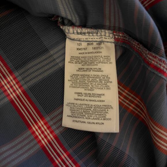 Columbia Nylon Plaid Long Sleeve Button Down Shirt Blue Gray Red Size XS - Picture 7 of 8